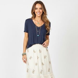 Starrs on Mercer Slouchy V-Neck Pocket Tee | Dark Navy Ultra Soft Modal Feel 1X